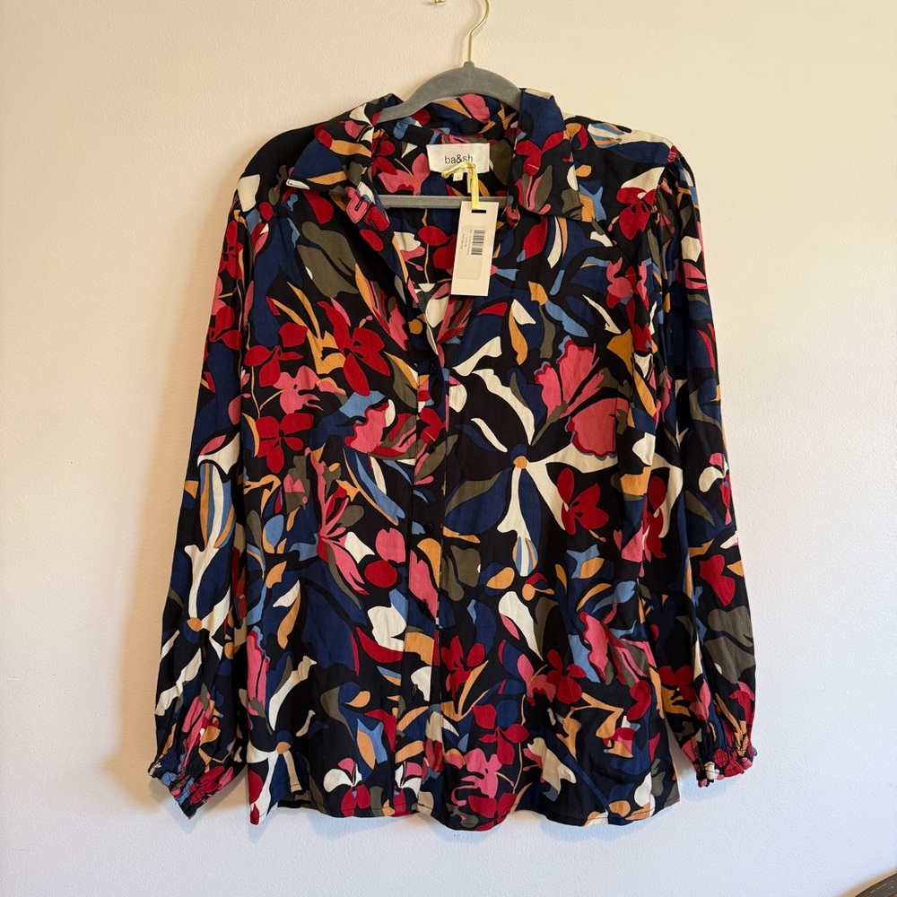 ba&sh Multicolor Floral Celline Blouse size small new